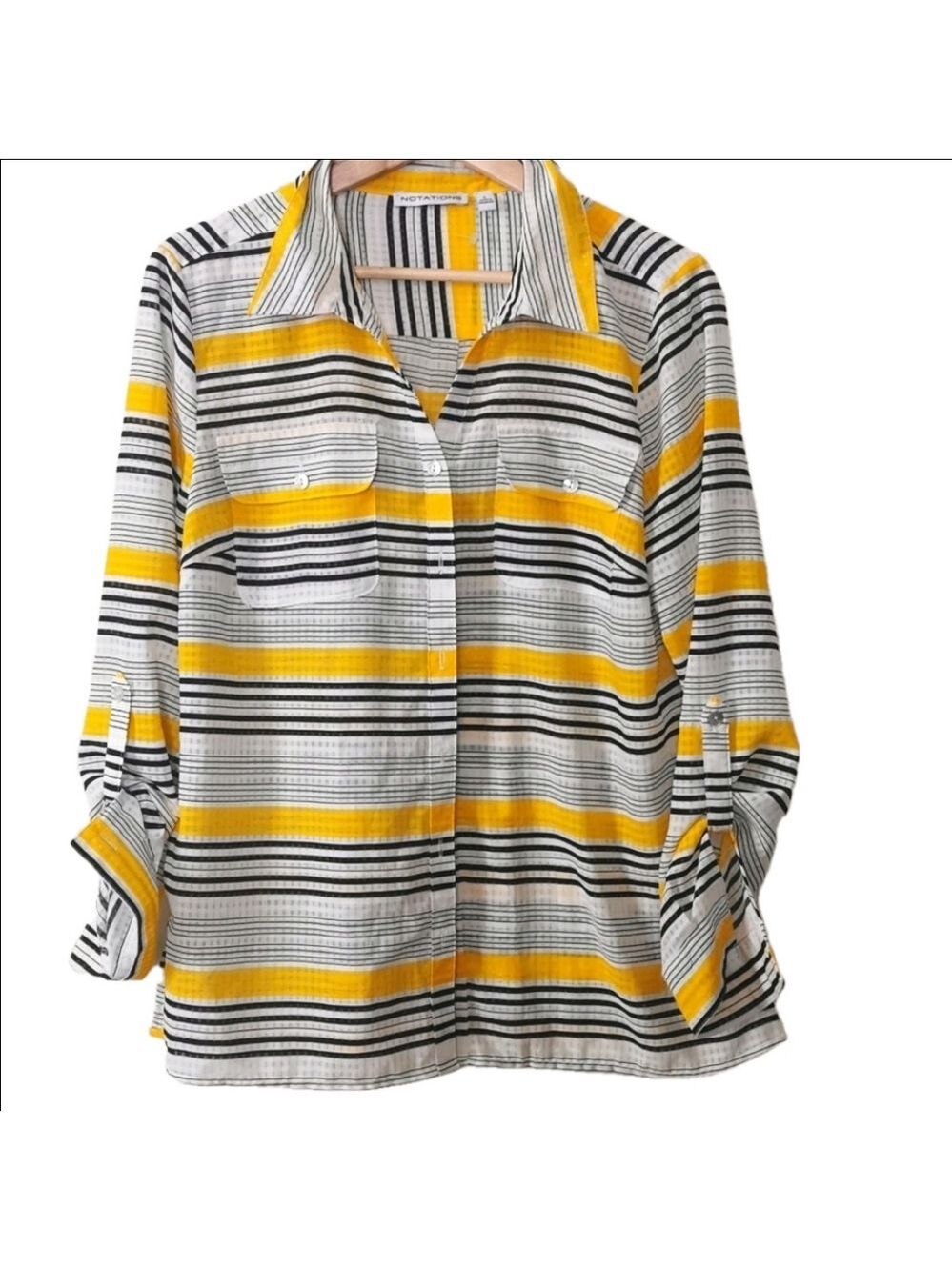 Notations Striped blouse size large. EUC